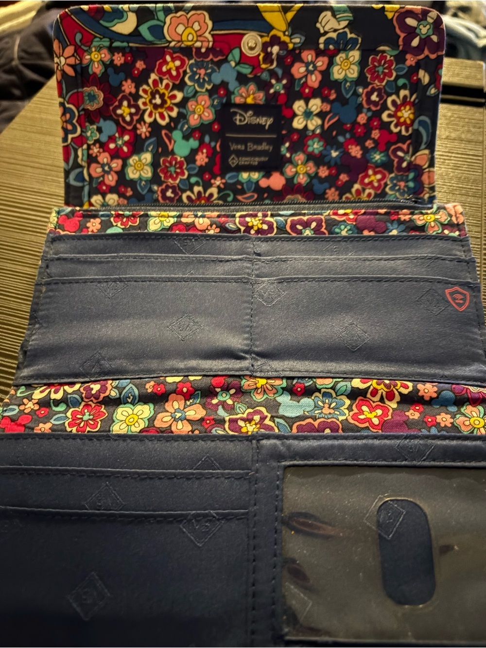 Vera Bradley Quilted Floral Wallet in Navy, Pink, Turquoise - Picture 2 of 5